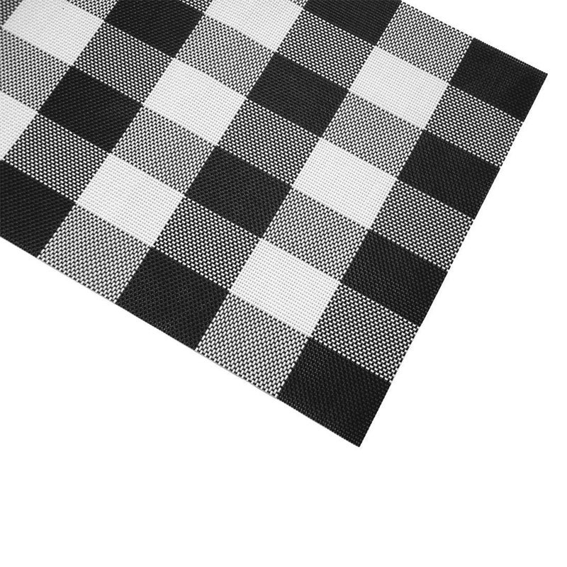 Ukeler Placemats Set of 6- Buffalo Check Placemats Crossweave Plaid Woven Placemats Washable Kitchen Table Mats, Black and White - Image 3